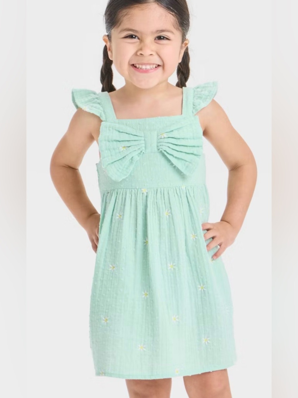 Cat & Jack Mint Green Bow-Front Sundress